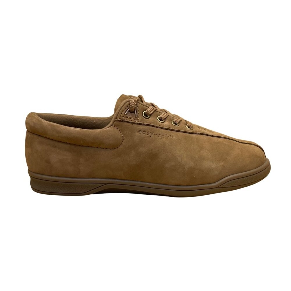 Easy Spirit Women’s Brown Leather Lace-Up Wide Fit Casual Sneakers Size 7.5W
